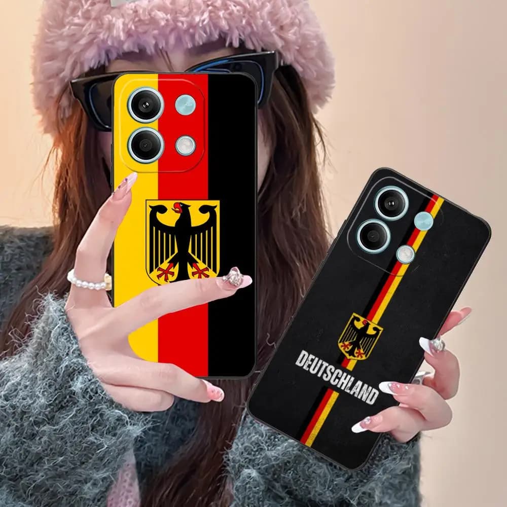 Custodia per cellulare con bandiera tedesca per Xiaomi Redmi Note 14 13 12 11 S Pro Plus 4G 5G Stampa colorata Cover di lusso