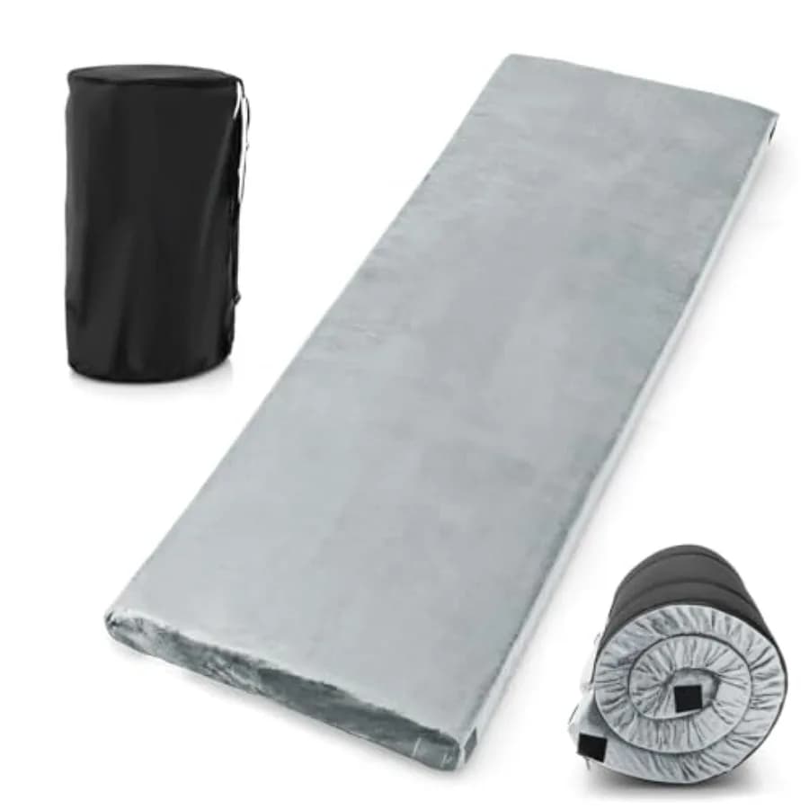 Memory foam camping mattress, portable rollable mattress with anti-slip background, travel bag, single/motherproof mattress for guests