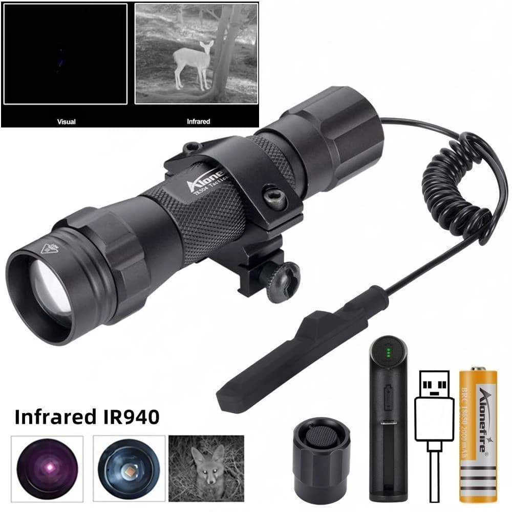 IR850nm e 940nm Ultimo LED a infrarossi Zoom Visione notturna ad alta luminosità Luce di riempimento a infrarossi Caccia tattica Zoom Torcia elettrica Illuminazione IR