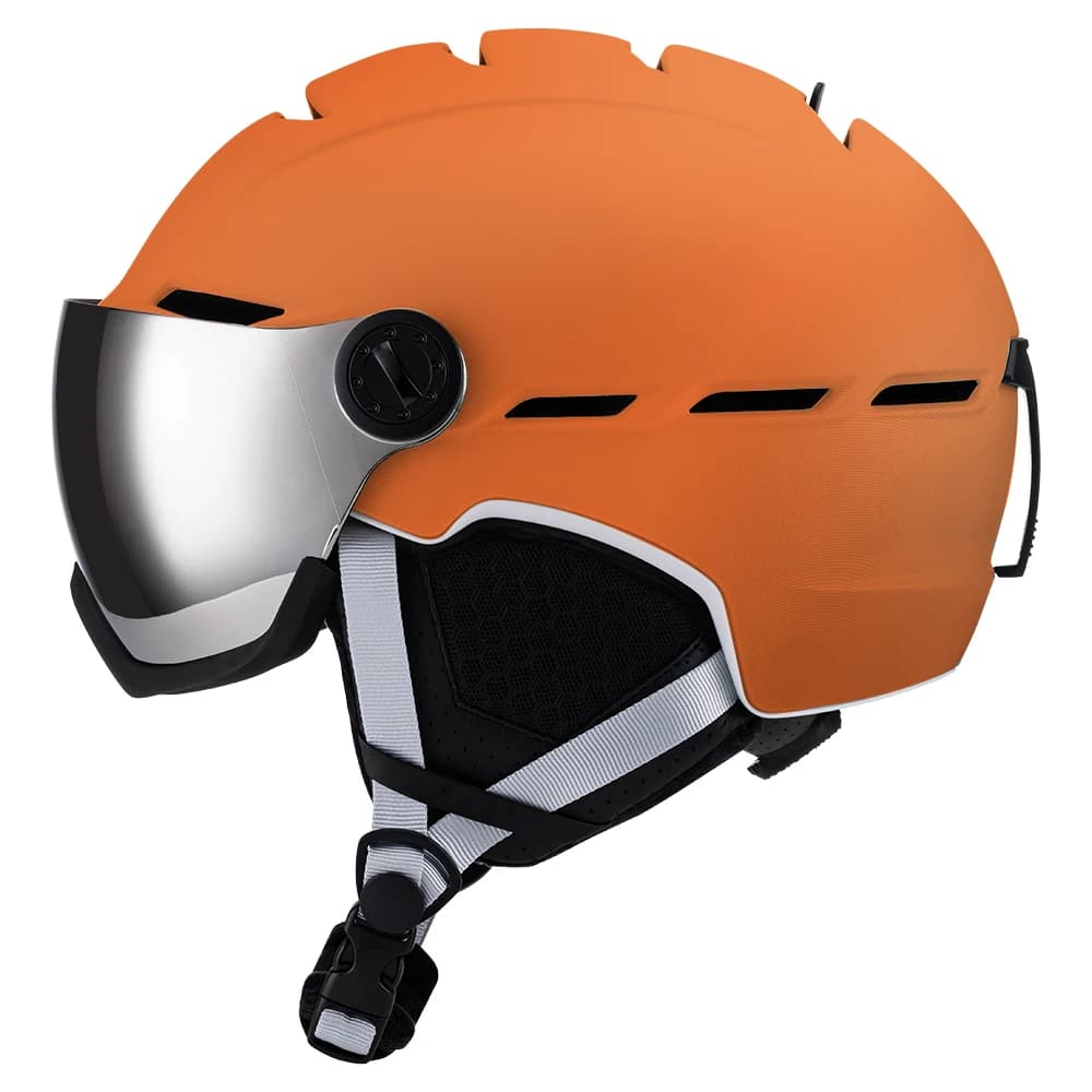 Casco da Sci per Adulti con Sistema di Ventilazione Migliorato e Occhiali Integrati, Casco da Sci con Visiera Protezione UV