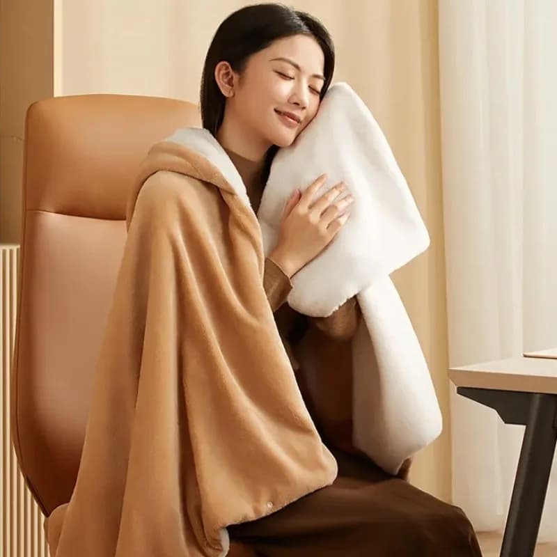 Scaldacollo in Grafene, Scialle Riscaldante Elettrico a 3 Temperature con Peluche di Coniglio per Ufficio e Casa, Mantella Riscaldata Portatile