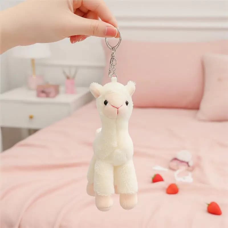 Stuffed Alpaca Sheep Keychain: Soft Cute Handmade Animal Pendant Trinket Gift for DIY Decoration, Bags & Backpacks