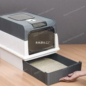 Fully Enclosed Cat Litter Box Drawer Design Deodorizing Anti Splash Toilet Tray For Indoor Cats Large Size Easy Cleaning Use