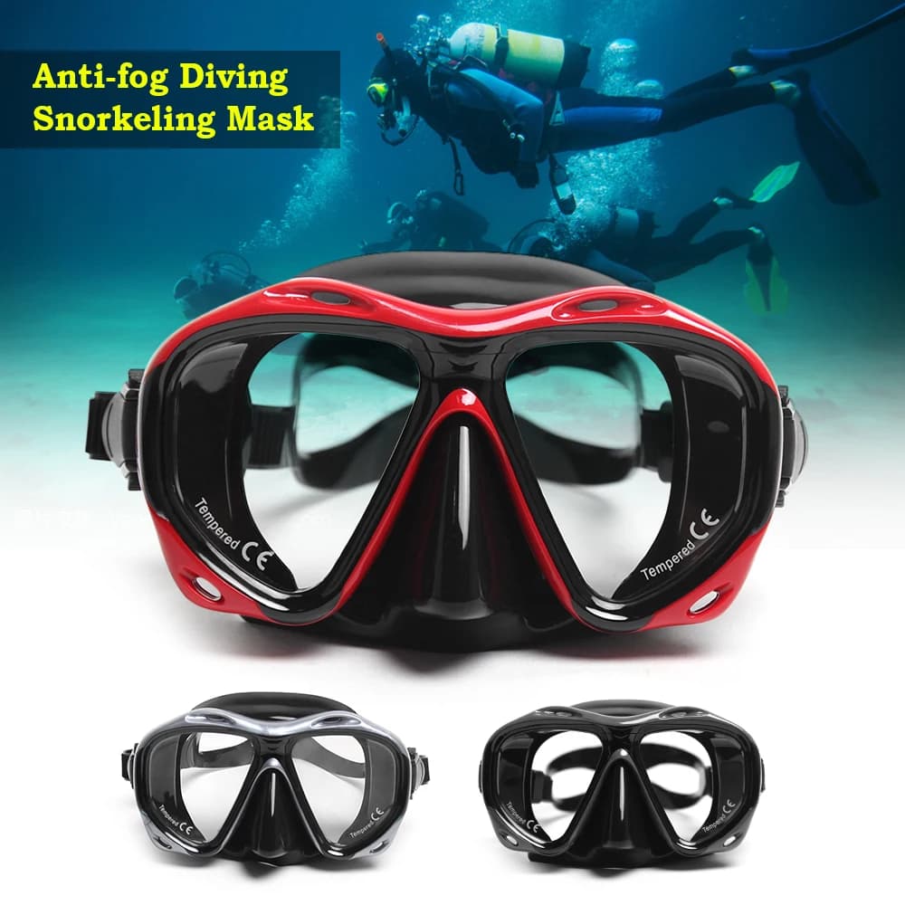 Men s Women s Anti-fog Diving Snorkeling Goggles Two-window Diving Swim Goggles Swimming Tempered Glass Lens Flexible Silicone