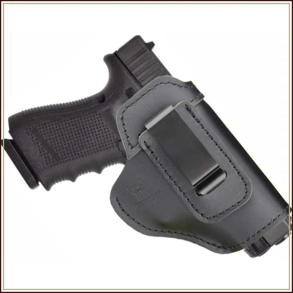 IWB Leather Basin for Hidden Arm Door Compatible with: M&P Shield, Glock 19/26/29/30/32/43, Beretta Px4, Ruger EC9s, SIG, HK, Taurus, XDS or Similar Size Guns