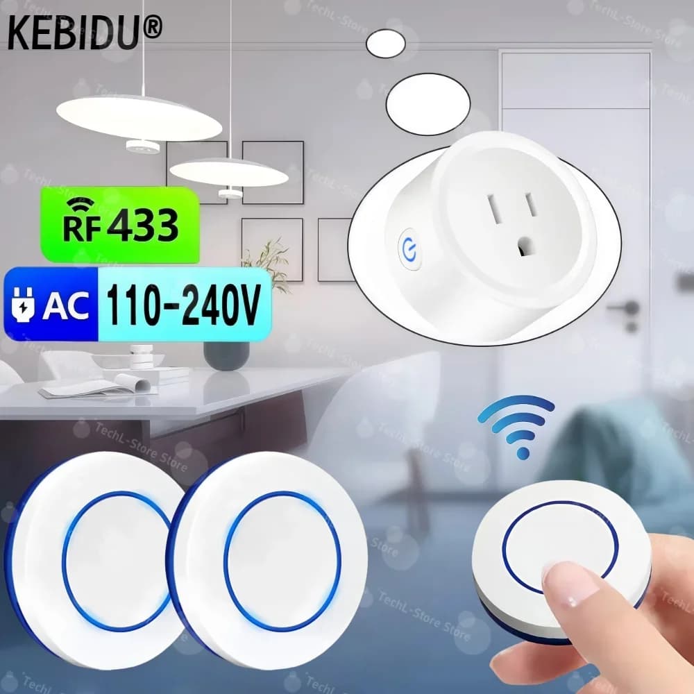 RF 110V 220V 15A 433MHz Wireless Remote Control Plug 3000W Standard USA for Home LED/Light/Lamp ON OFF