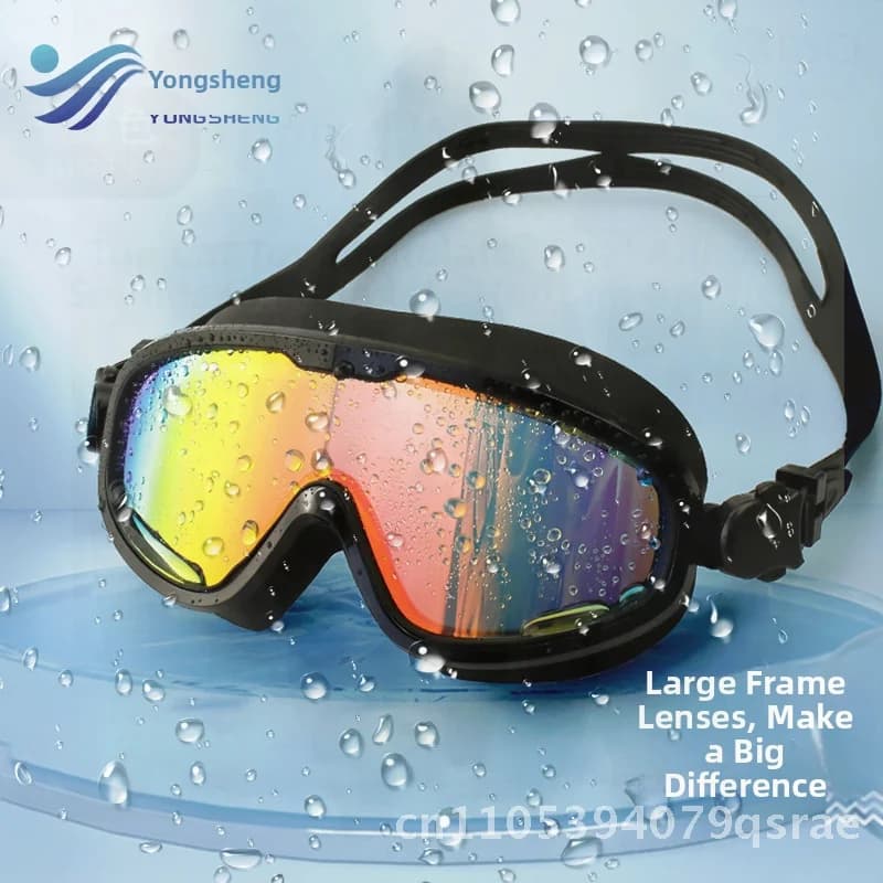 Swimwear with large electrolytic frame for men and women adults Silicone Eye Protection Anti-fogging HD waterproof for training and