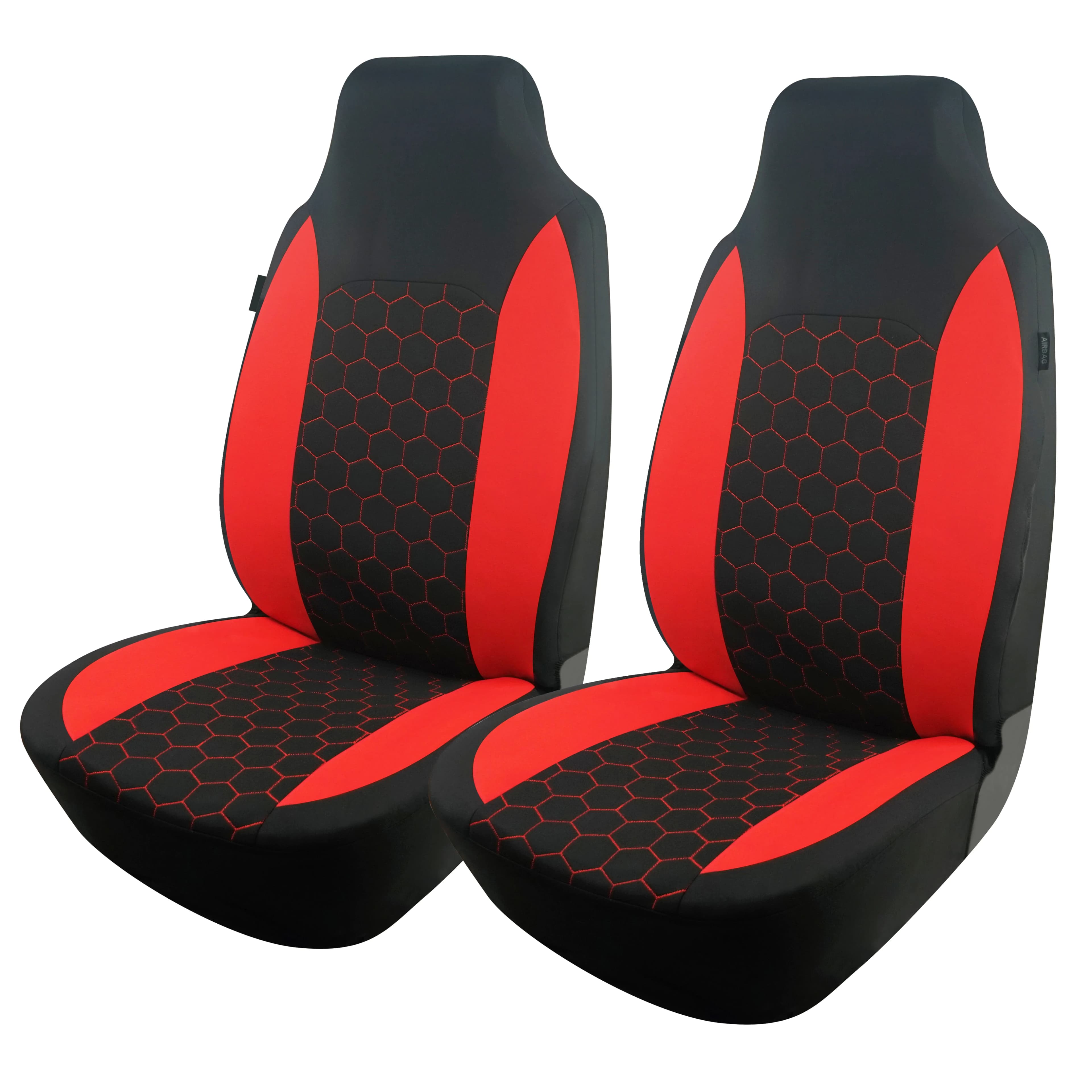 AUTOKING High Back 2 Front Seat Covers Hexagonal Universal Size Fit For Most Car Stitching Splicing Sports Style Car Seat Covers