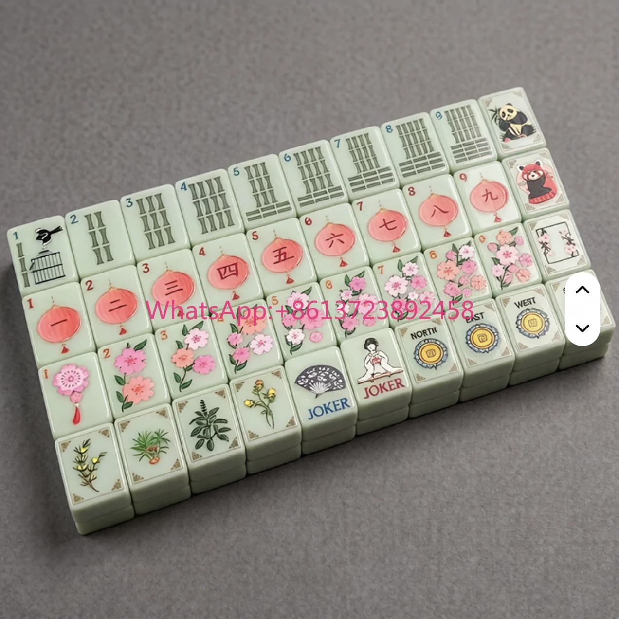 Luxury Green Tea Premium Modern Resort-Style American Acrylic Mahjong Set 160 Tiles Travel-Friendly Portable 4-Player Foldable