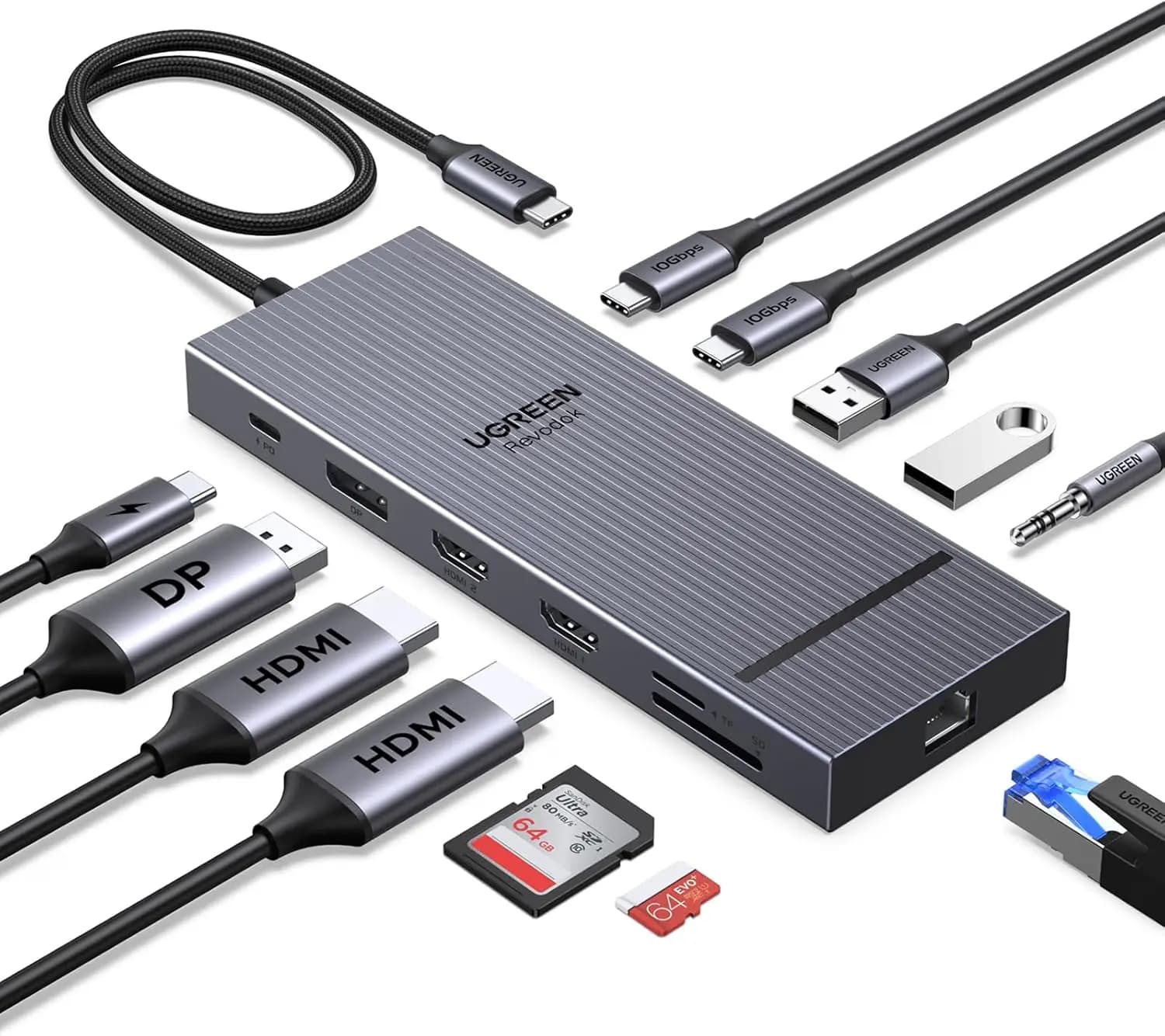 Docking station tripla 4K 12 in 1 con ricarica HDMI, DP, USB-C, PD per laptop
