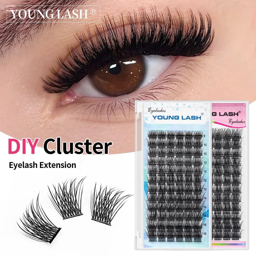YOUNG LASH Estensione ciglia fai-da-te Volume soffice Cluster individuali Ciglia 72 Volume Ciglia naturali Fai da te a casa