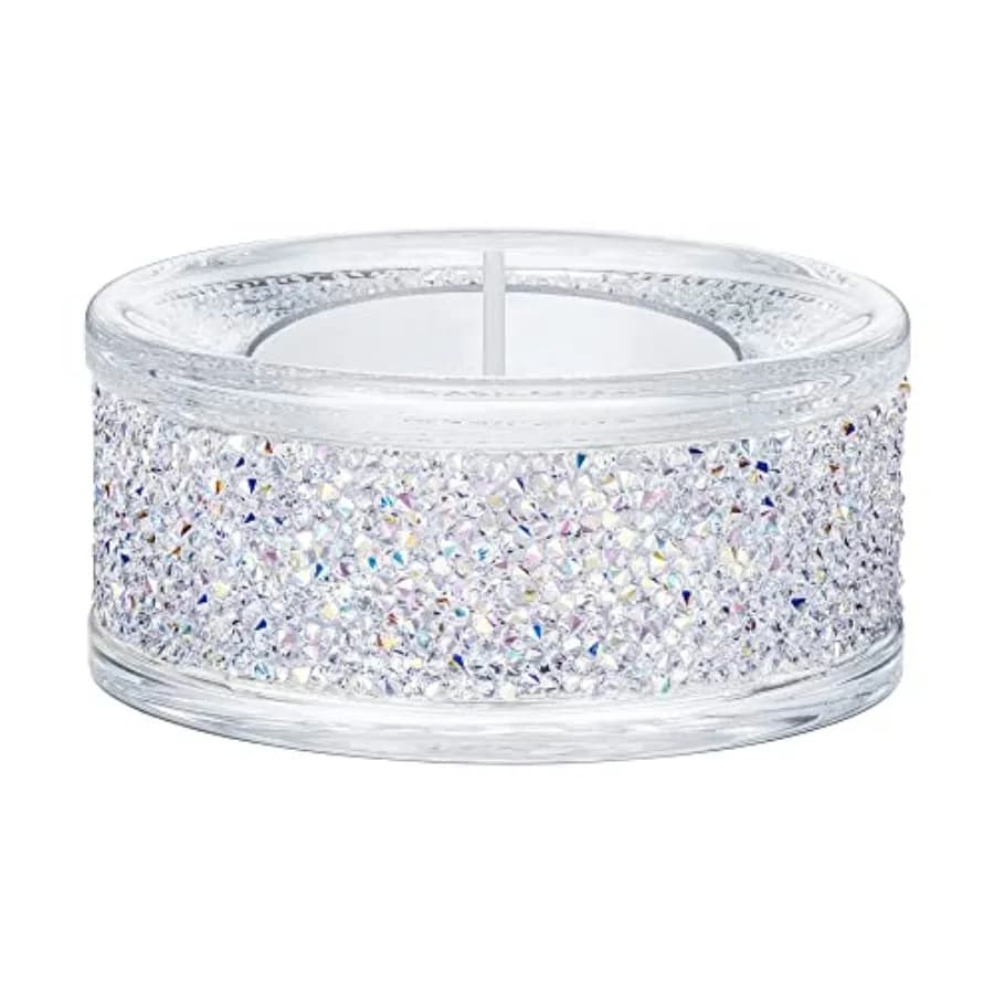 Shimmer Tea Light Holder Candle Holder with Clear Crystals Featuring an Aurora Borealis Effect Part of The Shimmer Collection