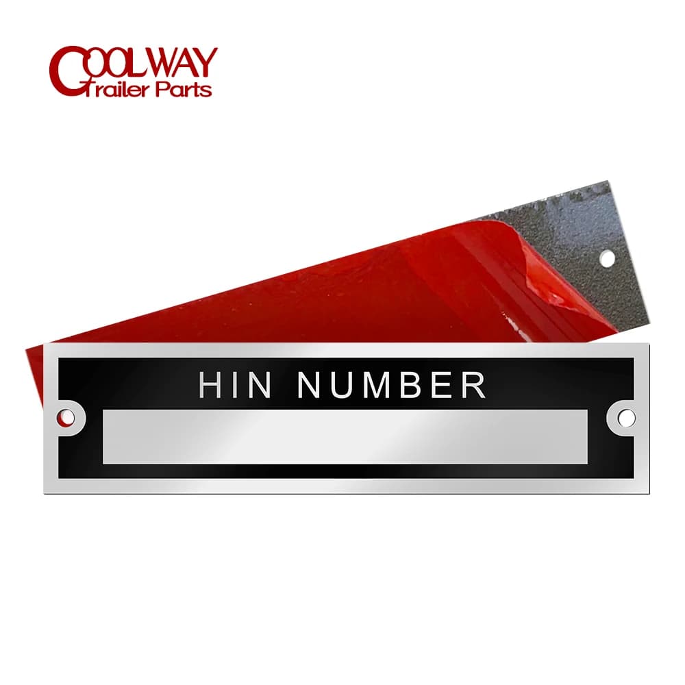 Identification label for aluminum vehicle, trailer, smart car box, boat, bike, camper, camper, vacuum or engraved with adhesive, weight plate, chassis part