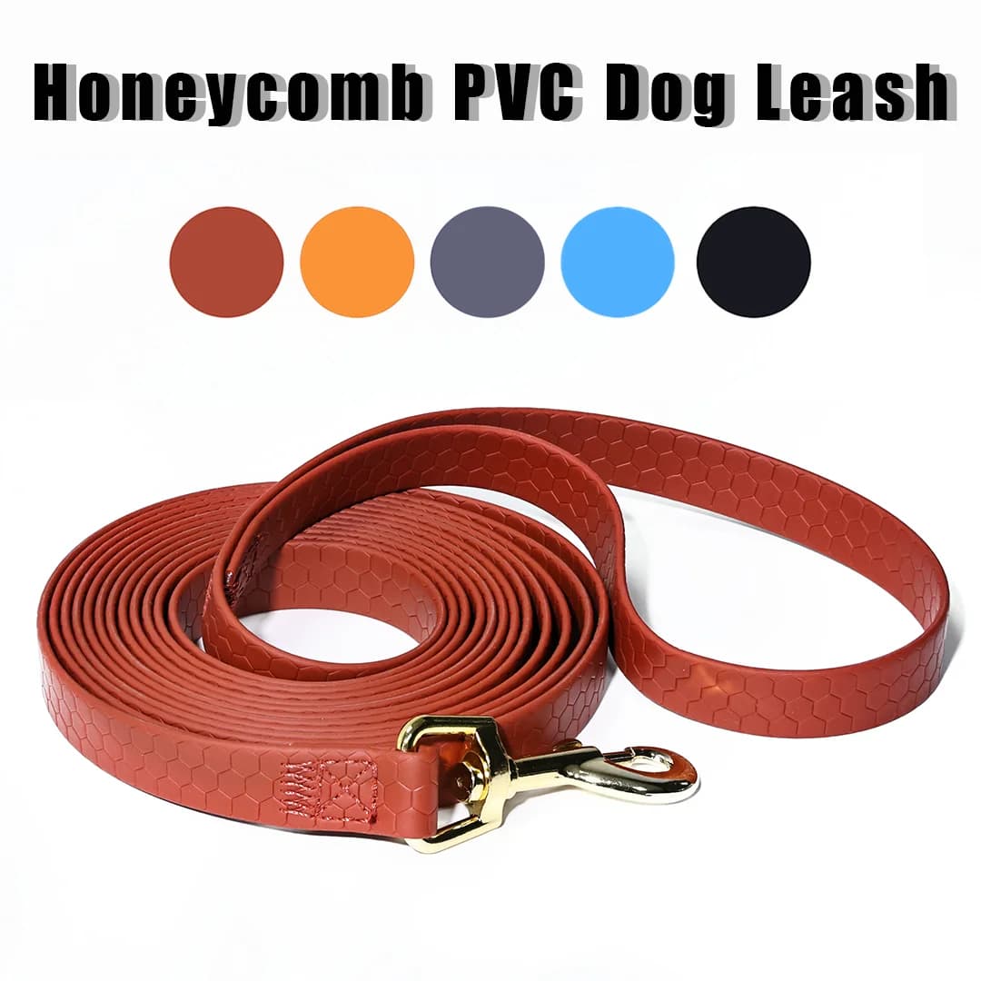 Guinzaglio per Cani in PVC Impermeabile con Texture a Nido d'Ape, Resistente con Fibbia Dorata, Logo Personalizzabile per Cani di Tutte le Taglie