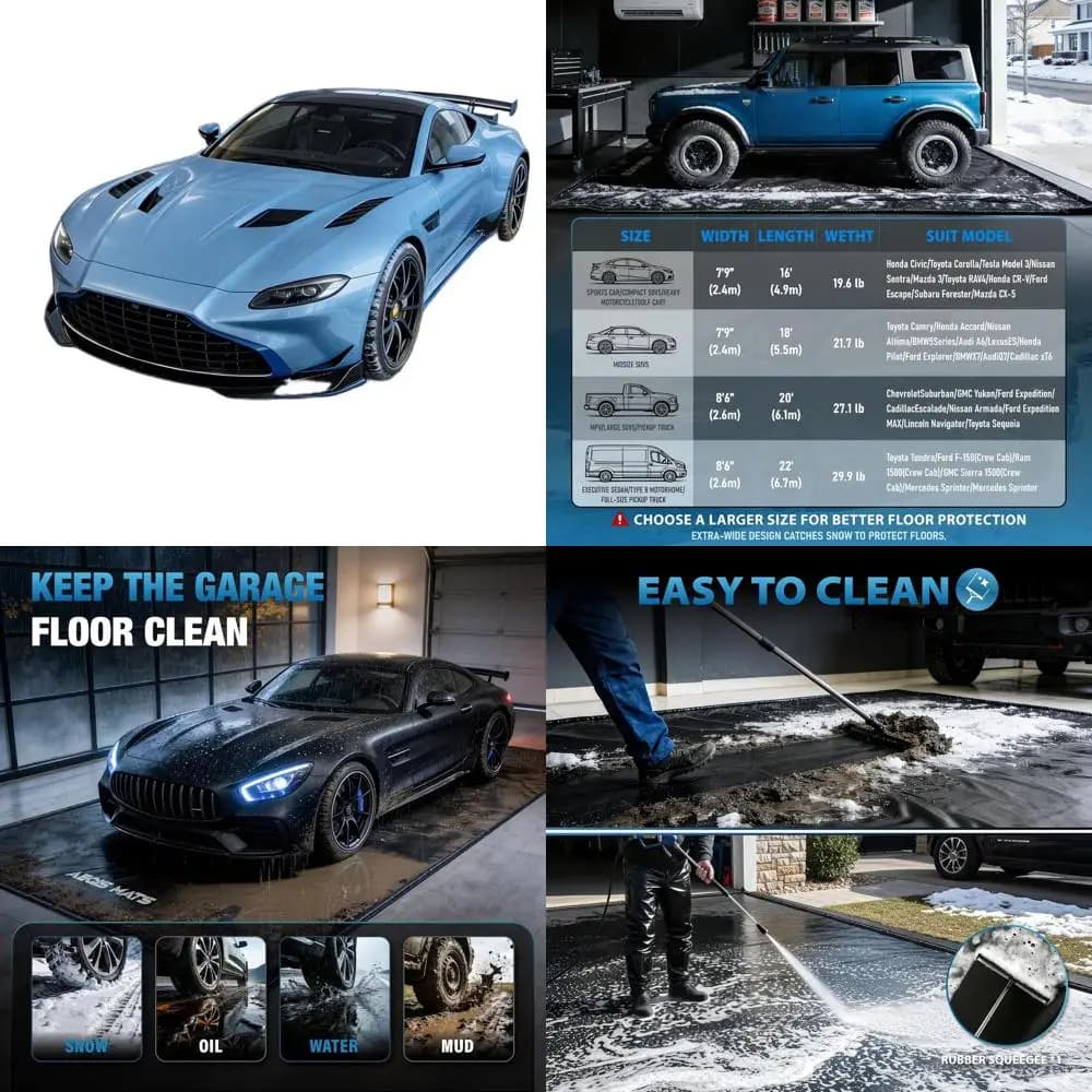 610g Resistant PVC Garage Carpet, Waterproof, with Car, SUV and Truck Rised Edges - Easy to clean