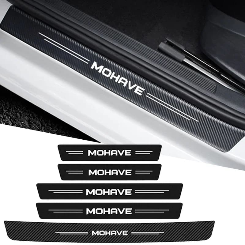 Adesivi per protezione davanzale della portiera dell'auto Striscia di soglia in fibra di carbonio per KIA MOHAVE Logo Tronco Porta Paraurti Guard Trim Nastro antigraffio