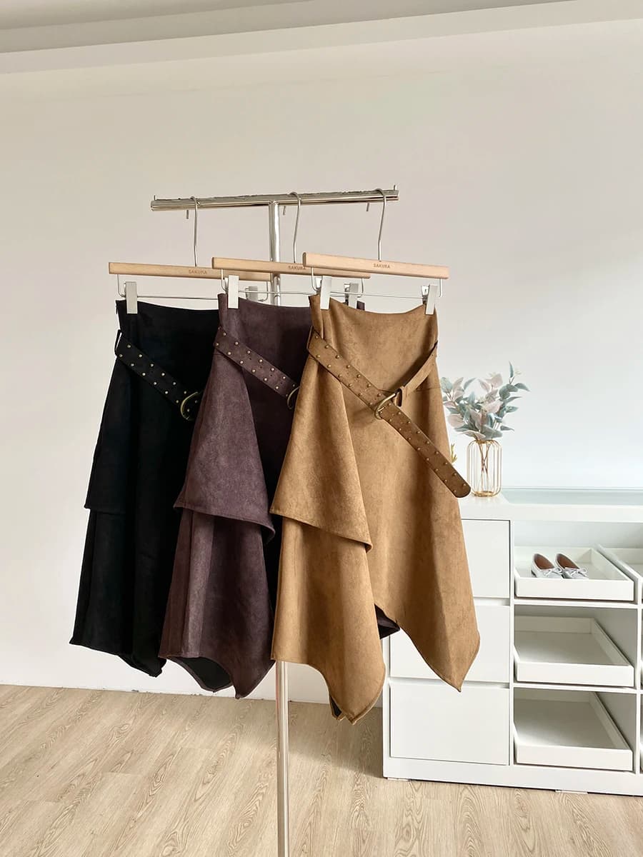 Slimming Effect Korean Style Retro Half-length Skirt Pure Color Versatile Mid-length A-line Skirt for Women Autumn 2025