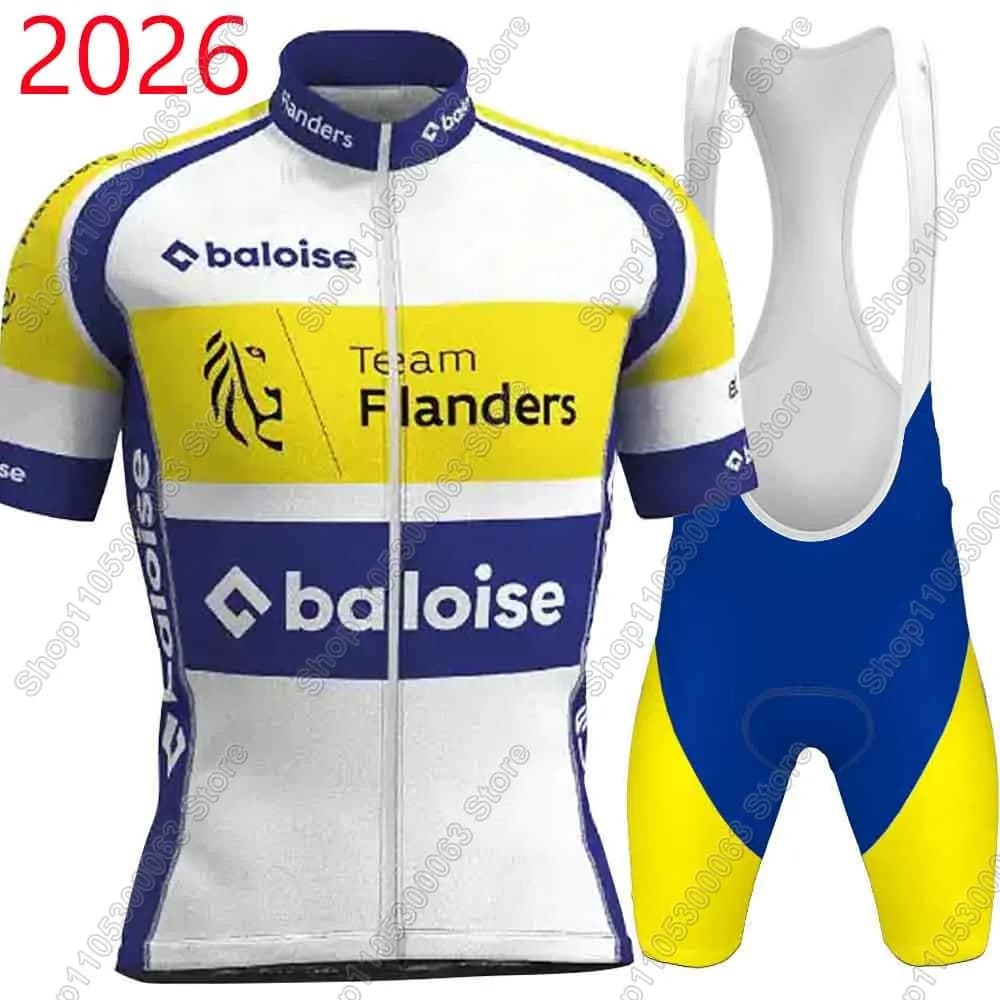 Team Flanders Baloise 2026 Maglia da ciclismo Set Abbigliamento da bicicletta estivo Camicie da bici da strada Completo da bicicletta Pantaloncini con bretelle MTB Ropa Maillot