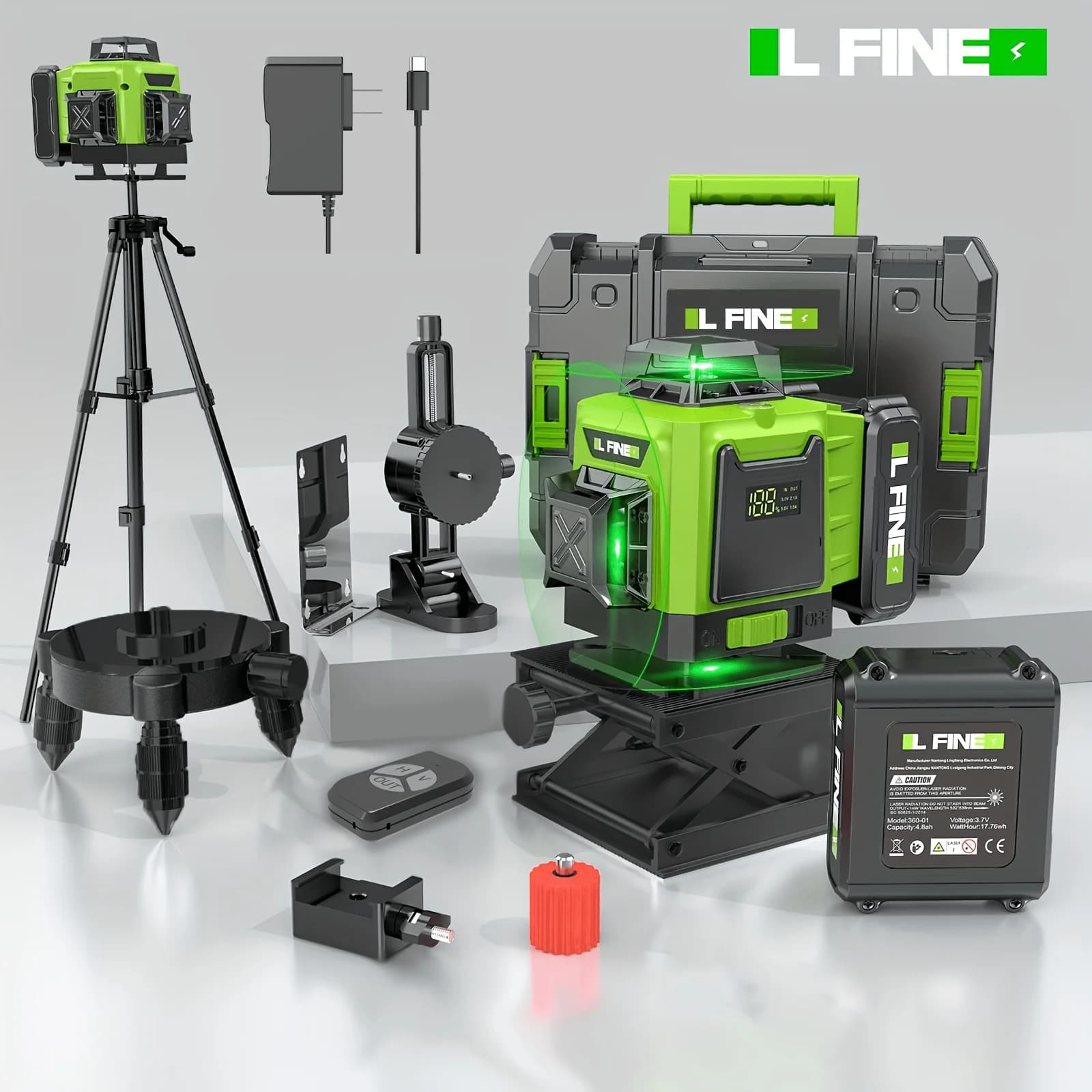 Livella Laser Verde 4D a 16 Linee con Treppiede, 360° ° Livella Laser Rotante Autolivellante, Strumento di Autolivellamento ad Alta Precisione, Batteria al Litio Ricaricabile, Linee Verticali e Orizzontali per Appendere Quadri, Piastrellatura, Decorazione Domestica, Costruzioni Interne