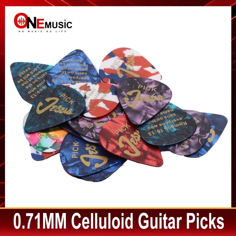 Plettri per chitarra in celluloide da 1000 pezzi con stampa di gesù romani 10:13 plettro per chitarra da 0.71mm