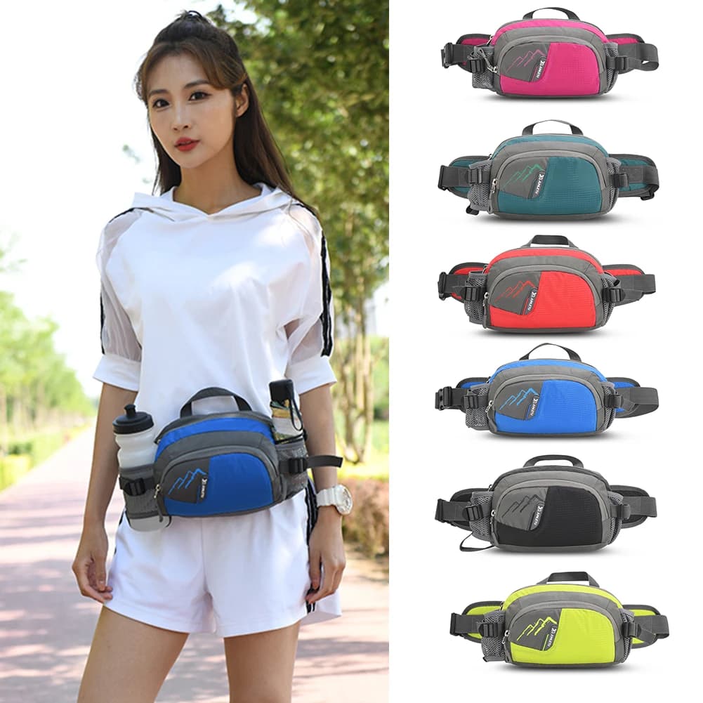 Marsupio da Corsa con Porta Telefono, Borsa a Tracolla in Nylon con Portaborraccia per Ciclismo, Corsa ed Escursionismo