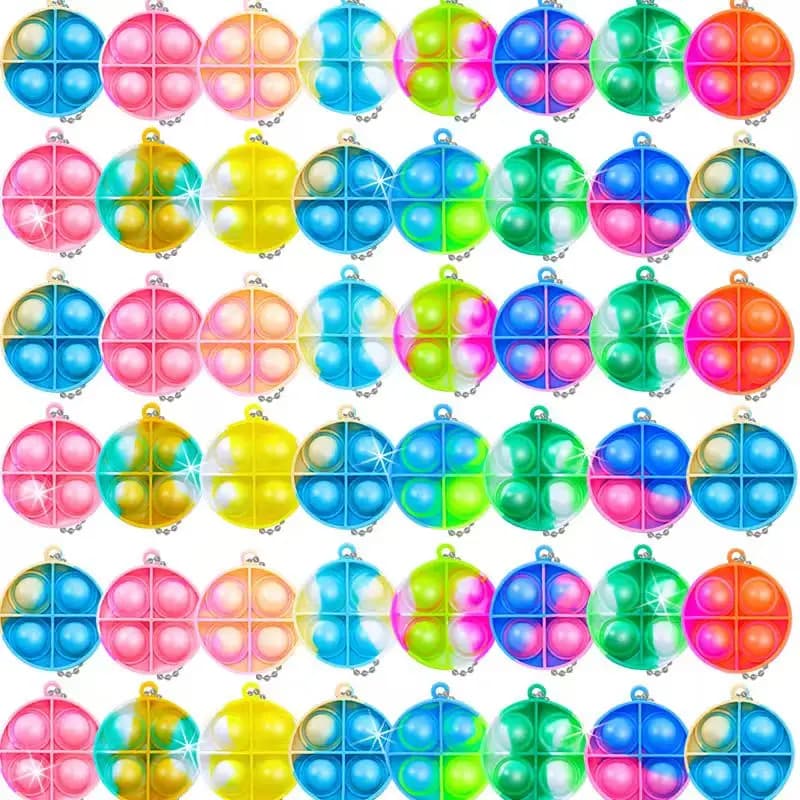 Mini Pop Keychains Fidget Toys Sensory for Kids - Party Favors Back to School Classroom Gifts Birthday Bags Stuffers