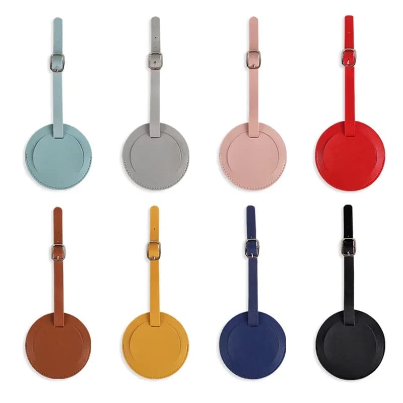 1 pz etichette per bagagli in pelle pu rotonde donna uomo etichetta per bagagli da viaggio etichetta identificativa valigia etichetta borsa etichetta nome ID indirizzo titolare