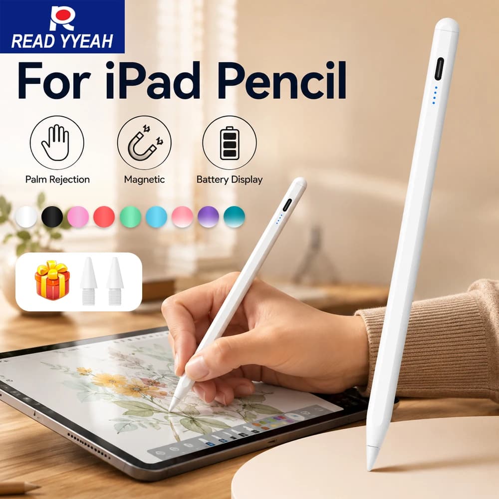 Nuova Penna Stilo con Rilevamento del Palmo per Apple Pencil, Compatibile con iPad 8/9/10/11a Gen A16 2025 Pro 11 12.9 13 M5 Air 11 M4 5 4 3 Mini 7 6