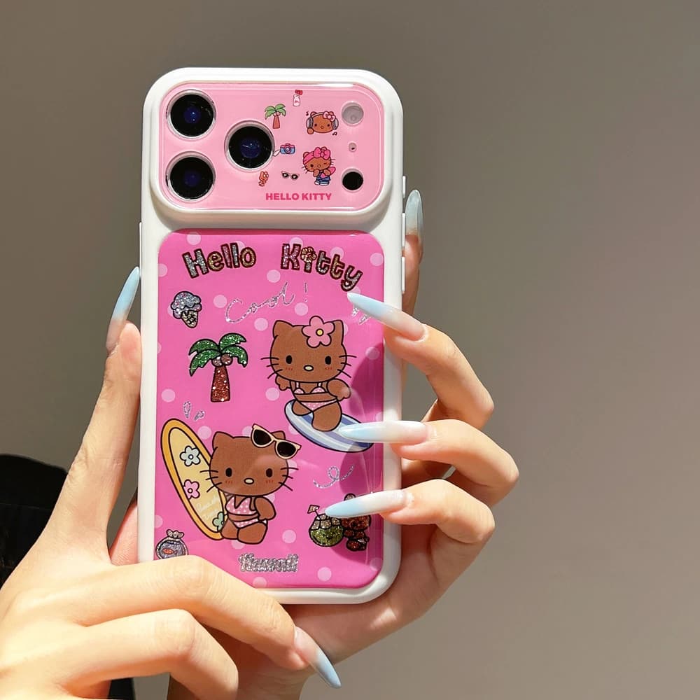 Custodia per telefono antiurto rigida con design estivo a tema cartone animato Sanrio Hello Kitty per iPhone 17 Pro 16 15 Pro Max