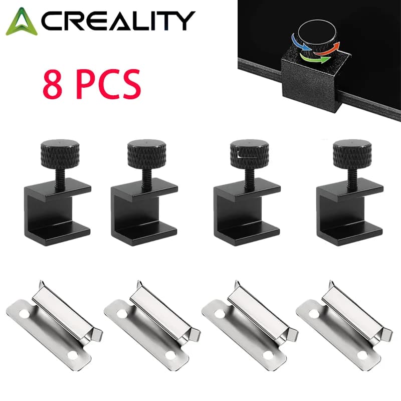 Clip per piano in vetro per stampante 3D Creality 7mm Argento, compatibili con Ender 3 Pro/3 V2/3 Neo/Ender 5/Plus/CR10/CR10S - Ricambio per stampante 3D