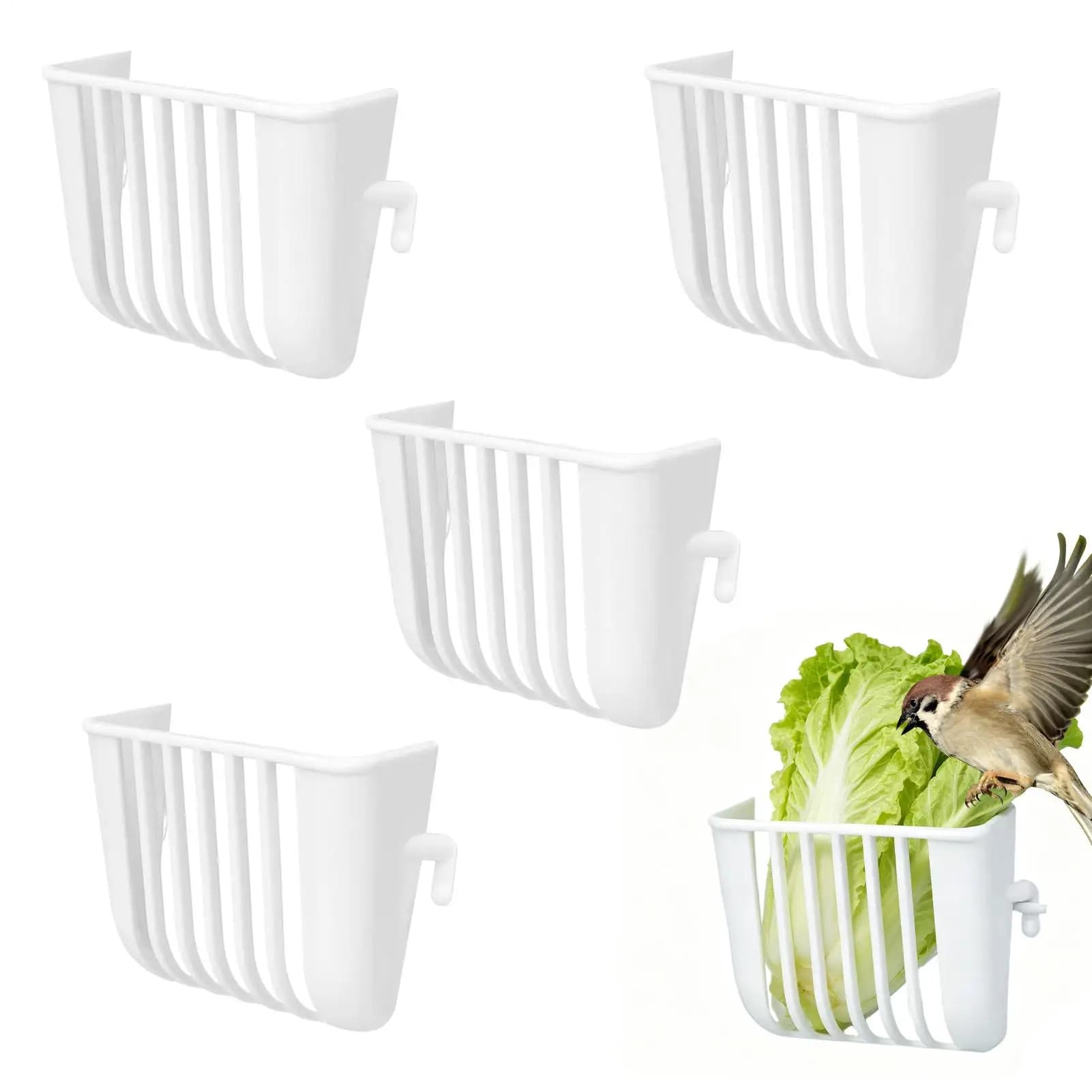 4 Pezzi Mangiatoia per Pappagalli a Forma di Verdura, Ciotola Sospesa per Uccelli, Contenitore in Plastica per Cibo e Acqua per Gabbie di Animali Domestici