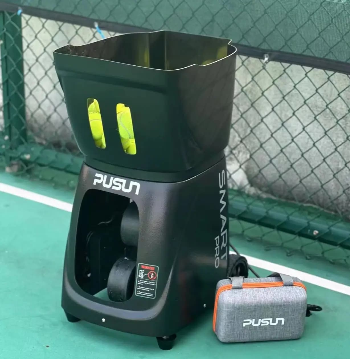 PUSUN PT-Smart Pro Tennis & Padel Ball Machine APP Control, 20-120KM/H Speed, 12 Modes, 100+ Balls, 4-6H Battery