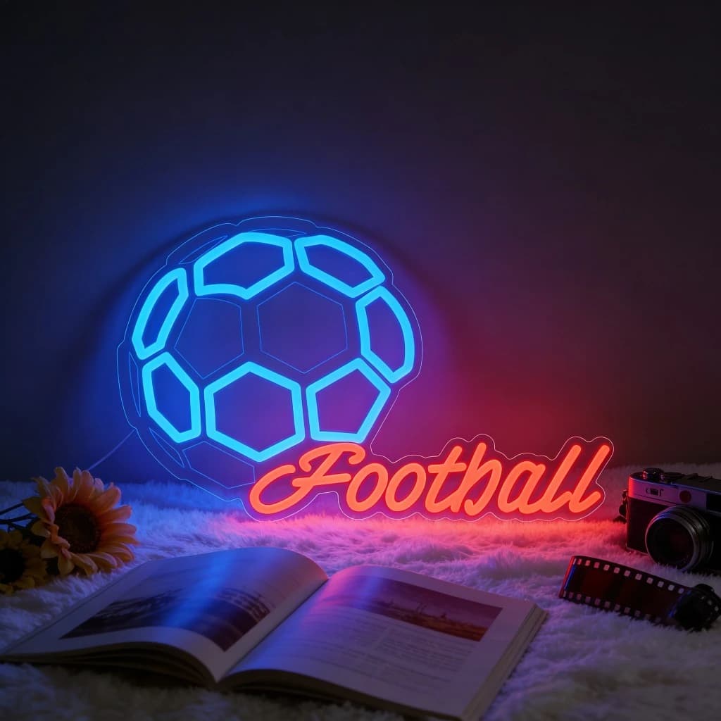 Insegna Luminosa al Neon a Forma di Pallone da Calcio, USB Dimmerabile, LED, per Club di Calcio, Camera da Letto, Sala Giochi, Soggiorno, Man Cave, Regalo per Feste, Decorazione Murale