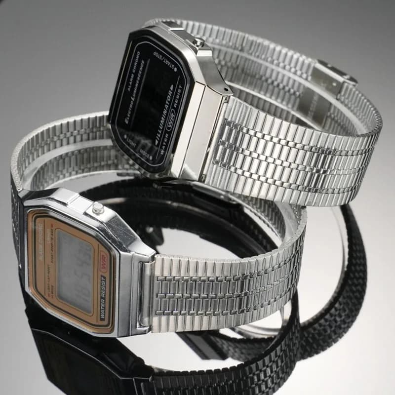 Small Waist Steel Strap Earrings Narrow Body Design AE1200 AE-1200 a168w/A158W MRW200 A158 A169 Watchband Steel Bracelet 18mm