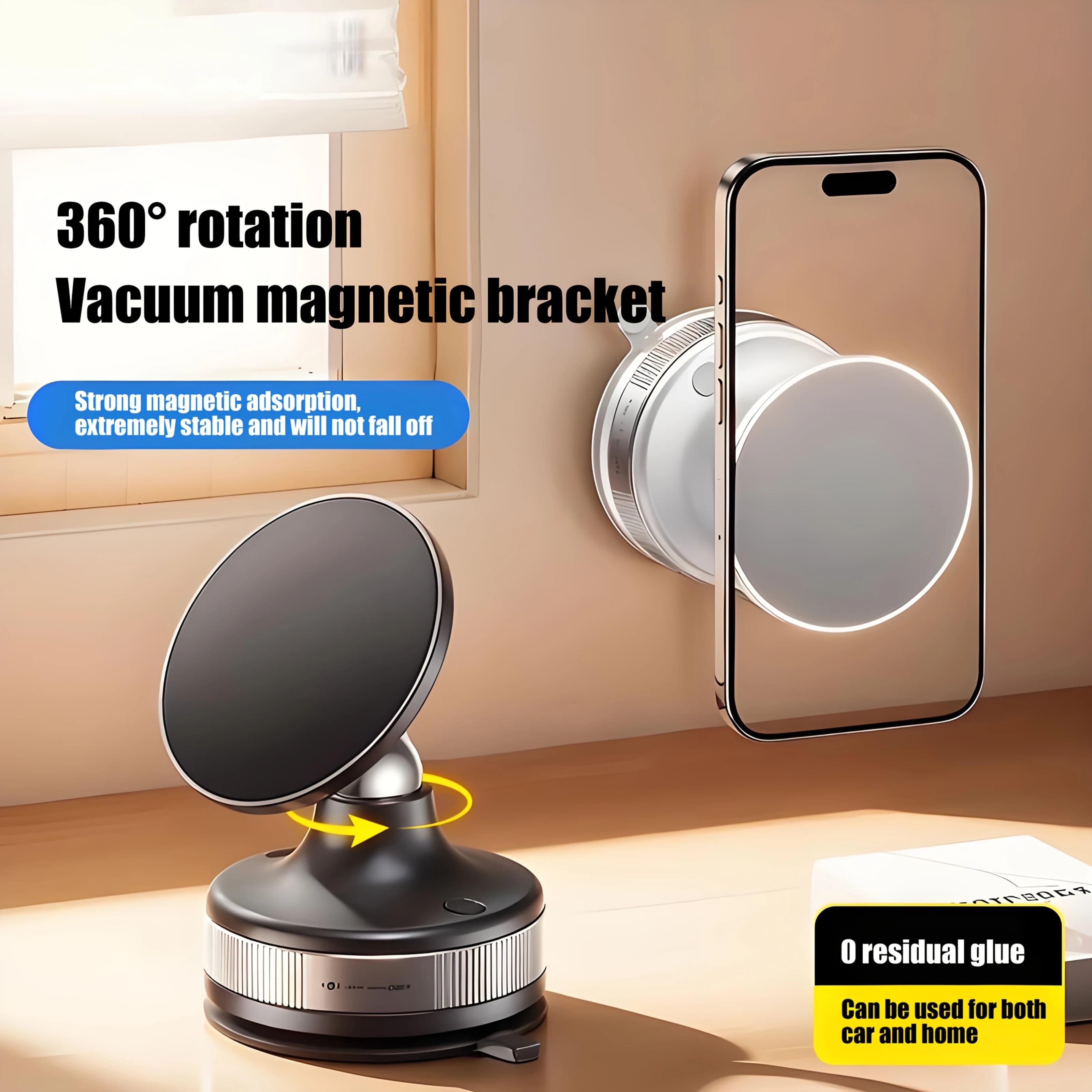 360° Rotation Vacuum Magnetic Phone Holder Foldable Strong Suction Cup Car Phone Holder Stand Desktop Bracket For All Smartphone