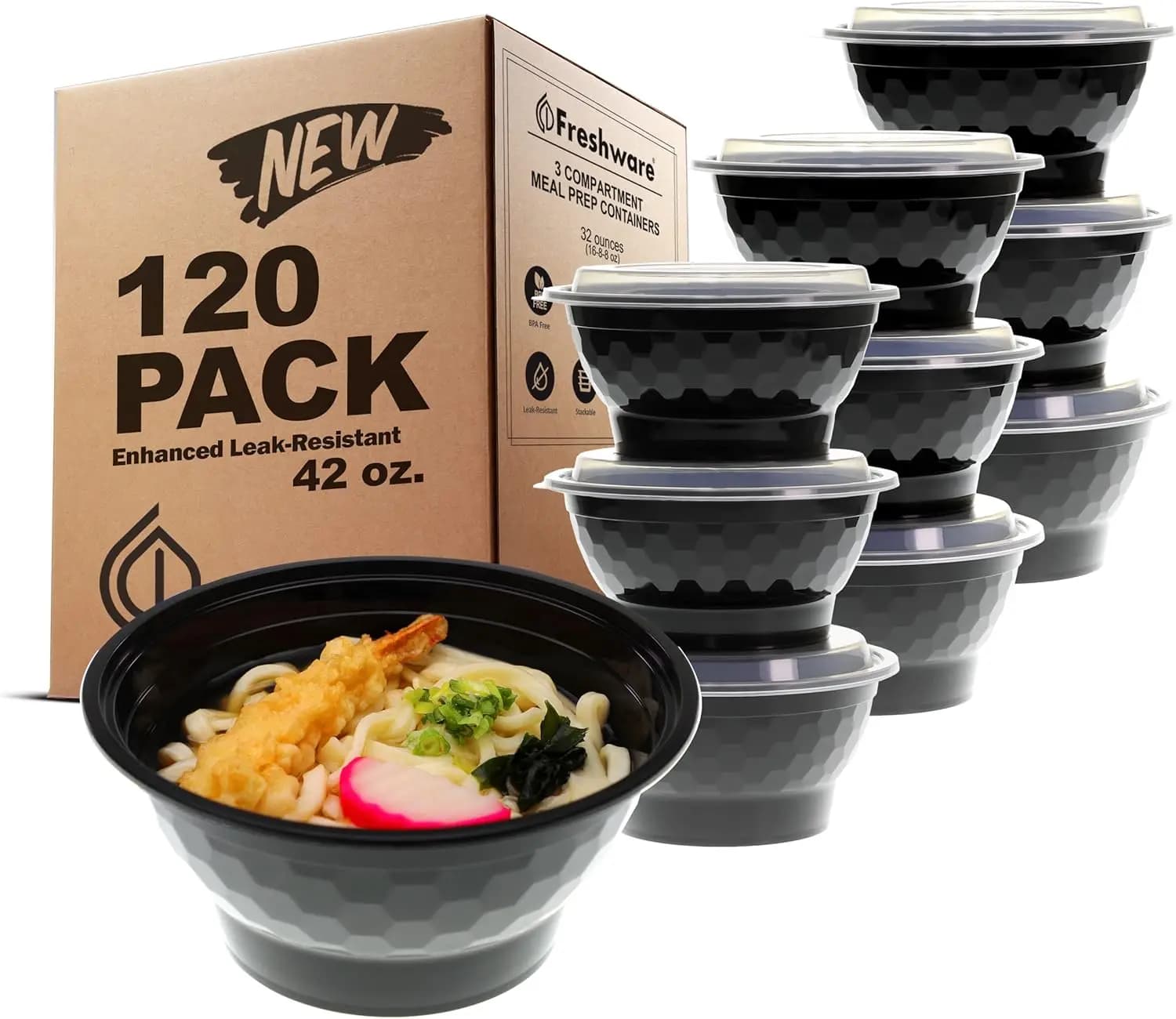 Contenitori per la preparazione dei pasti da 120 pezzi con coperchi, ciotole in plastica impilabili per la conservazione degli alimenti, adatti al microonde/lavastoviglie/congelatore