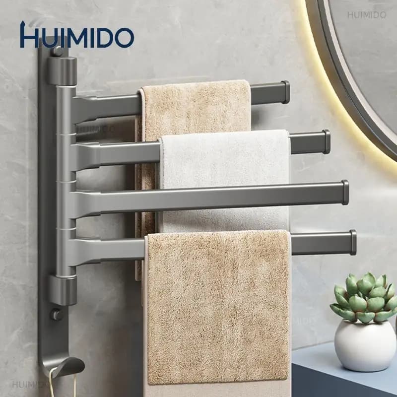 Bathroom Multi Layer Rotatable Towel Rack Wall-mounted Scratch Resistant Wear-resistant Towel Bar Durable Bathroom Fixture