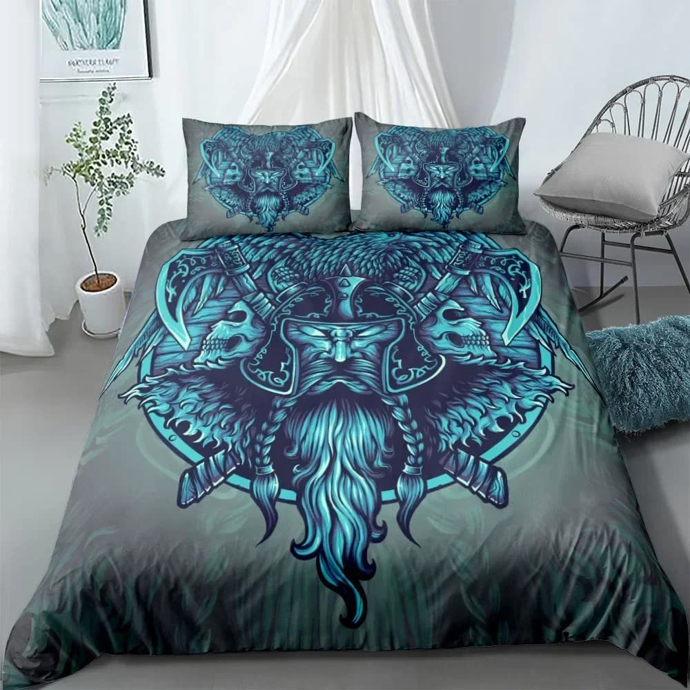 Vigvisir Viking Art Constellation Set copripiumino Completo doppio singolo formato Stampa 3D Set biancheria da letto Vigvisir Viking Scena meravigliosa