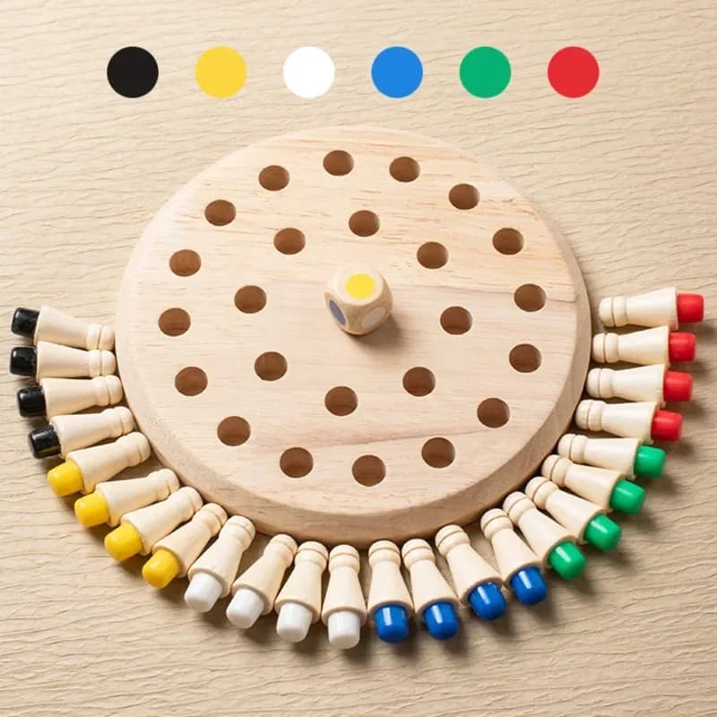 Gioco di Memoria in Legno con Bastoncini Colorati, Puzzle da Tavolo, Giocattolo Educativo Montessori per lo Sviluppo delle Capacità Cognitive