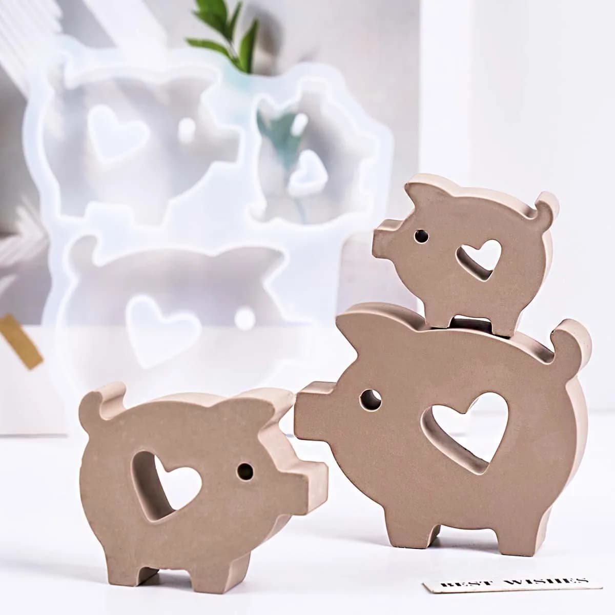 S/M/L Pig Silicone Mold DIY 3D Cartoon Pig Pendant Ornaments Plaster Concrete Resin Resin Mold Animals Craft Gift Home Decor