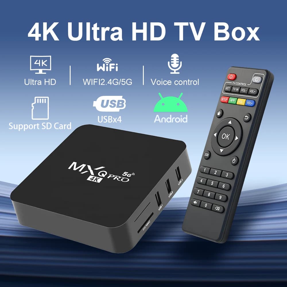 TV Box Smart 4K HDR 5G 2026, Android 9.0, Stick TV MXQ PRO H313S, Wi-Fi, Telecomando Vocale, Set-Top Box KowanKit