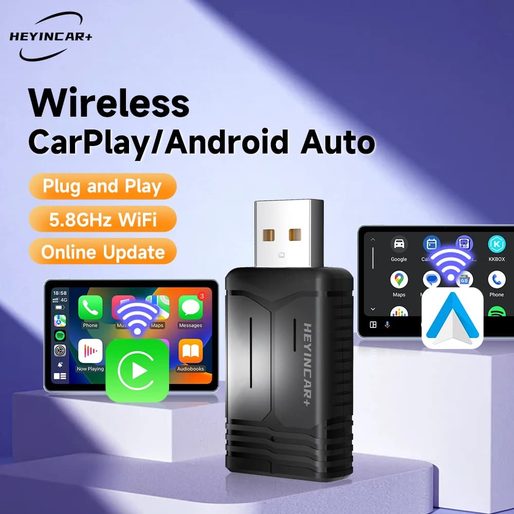 HEYINCAR Adattatore Wireless CarPlay USB per CarPlay e Android Auto, con Porta Type-C, Converte da Cablato a Wireless, Plug & Play, Auto-C