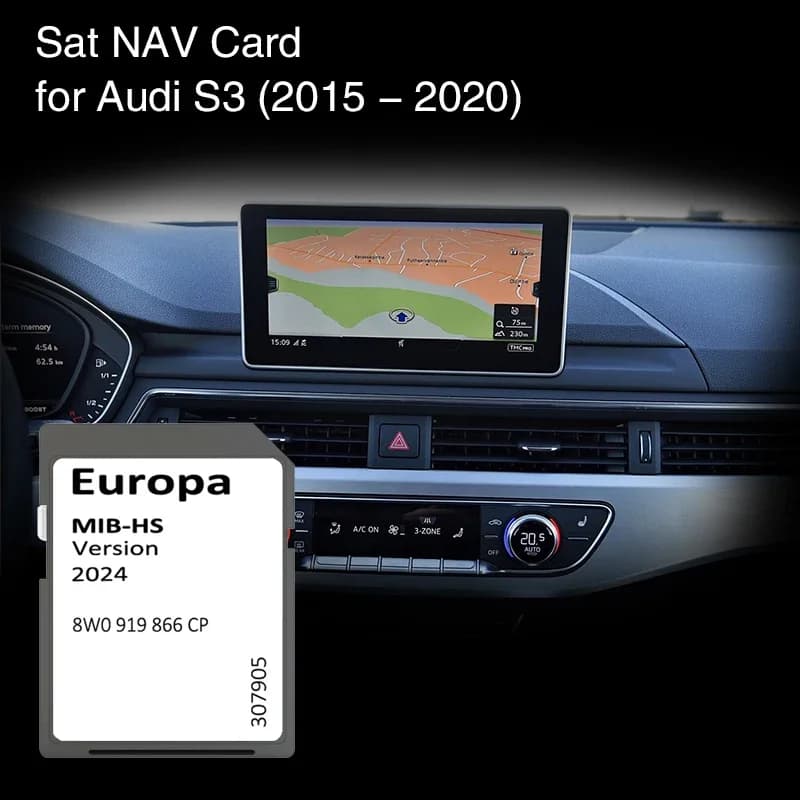 Scheda SD Europa 2024 mappa per Audi S3 2015-2020 Navigazione veicolo MIB-HS Sistema MHS2 Sat Nav 16GB 8W0 919 866 CP