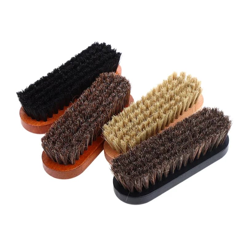 1 spazzola per lucidare e dettagli per cruscotti, spazzola per pulire le scarpe in pelle di legno di crine di cavallo.