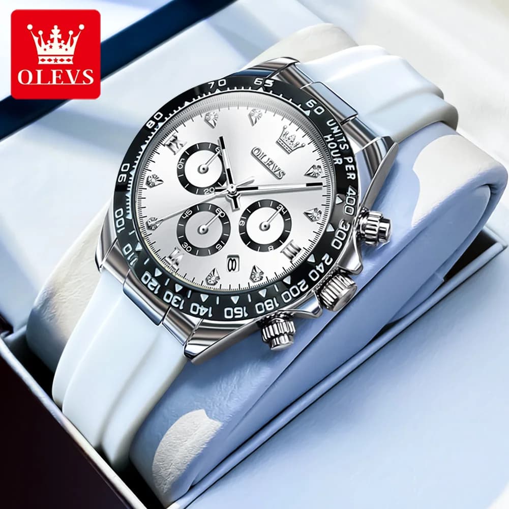 Orologio da donna OLEVS 5618 multifunzione, marca di alta gamma, cinturino in silicone, impermeabile, luminoso, cronografo, orologio da polso al quarzo.