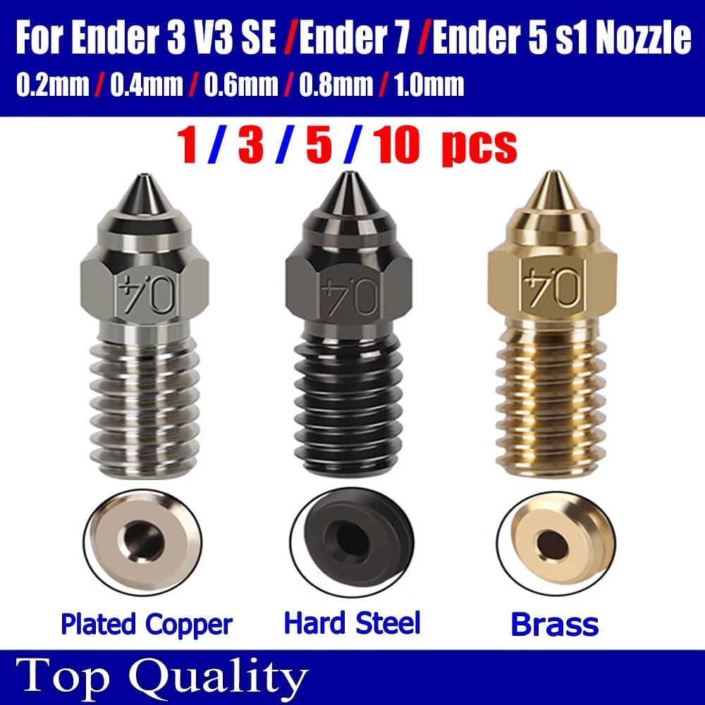 UGELLO For Ender 3 V3 SE 3D Printer Parts Ender 7 Ender 5 S1 Ugello Serise 0.2 0.4 0.6 0.8mm 1/3/5/10 pieces