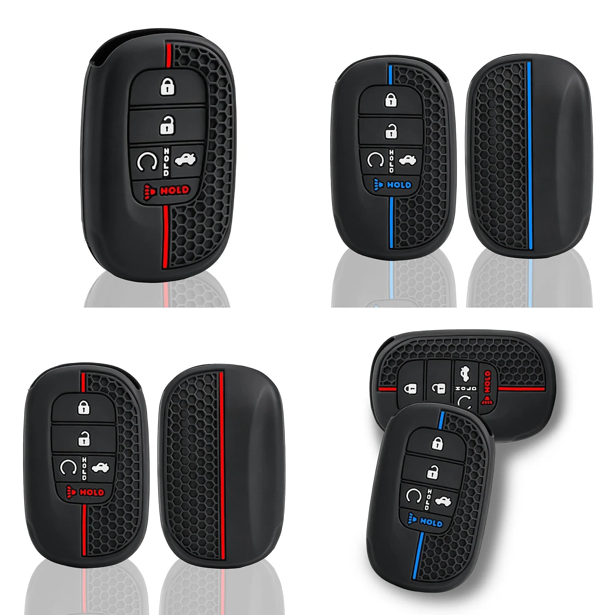 Key Ring For Honda Civic Accord Passport Pilot CRV 2021 2022 2023 Silicone 5 Button Car Chain Case Cover Holder Protector Shell