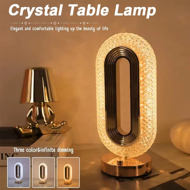 Lampada touch in cristallo con lampada da tavolo touch control Lampada da comodino dimmerabile a 3 colori Lampada da comodino moderna decorativa per soggiorno