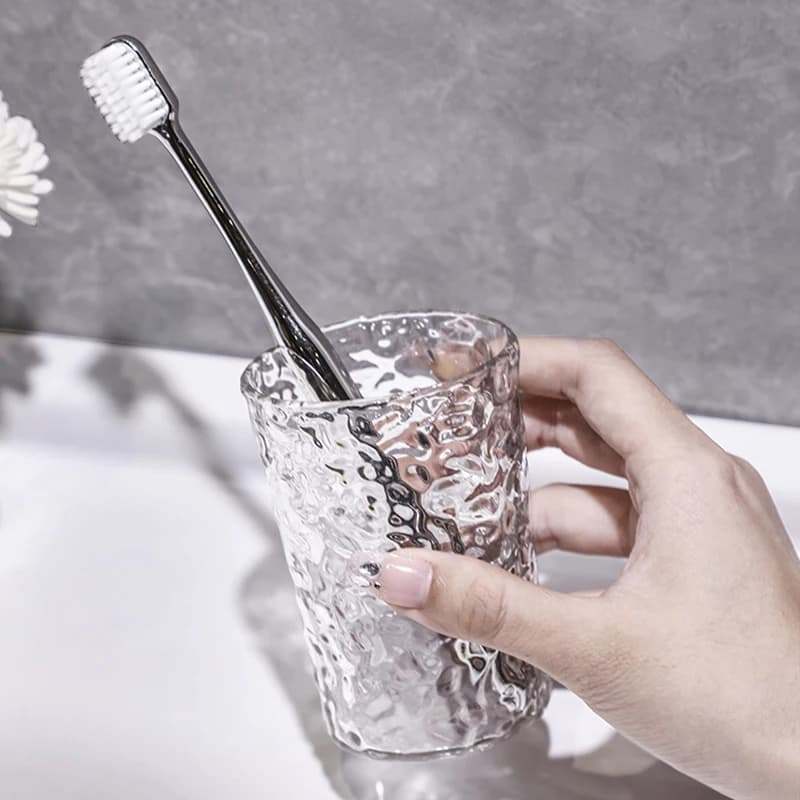 Tazza per spazzolino da denti per collutorio in plastica con manico Bicchieri da bagno Tazza portatile Porta spazzolino trasparente