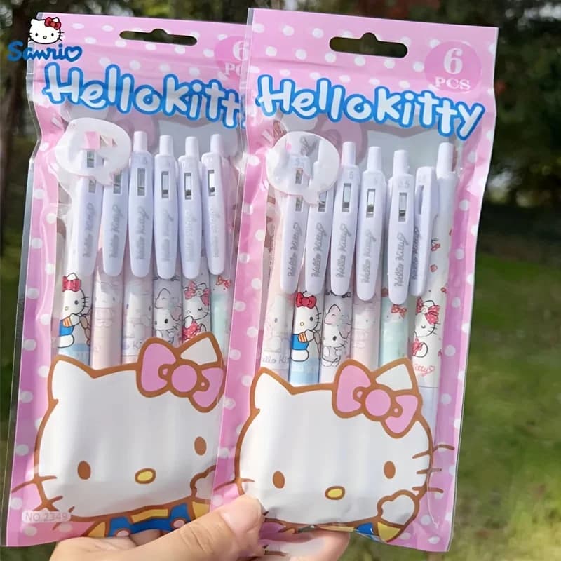 Set di 6 Penne Gel a Scatto con Disegni Cartoon Carini per Esercizi e Prove